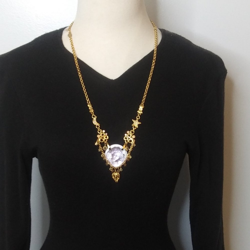 Kirks Folly Dream Angel Necklace Lavender raised cameo stars moon ethereal Flaws - Picture 3 of 16